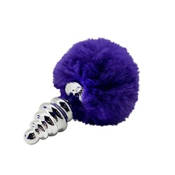 Анальная пробка Metal Anal Fluffly Twist Plug S с фиолетовым хвостиком