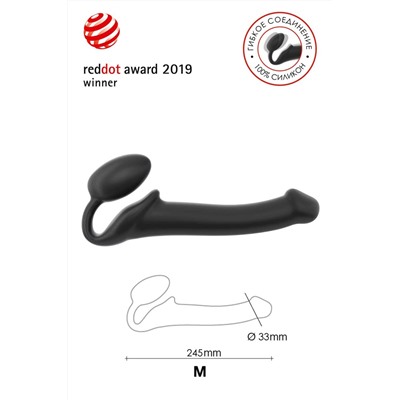 Черный безремневой страпон Silicone Bendable Strap-On - size M