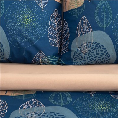 Постельное бельё евро «Этель» Leaves (вид 2), поплин