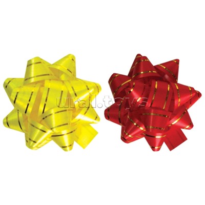 Набор из 2-х металлизированных бантов-звезд (малых) для праздничной упаковки.