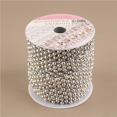 Бусы на нитях, плоские, 14 мм, 9±1 м, цвет серебряный