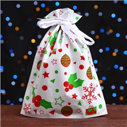 Пакет подарочный новогодний с завязками, «Ассорти», 24×32 см