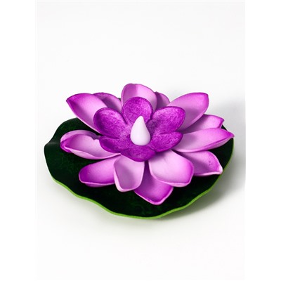 Садовый светильник для водоёмов «Лотос», 10×13×15 см, на батарейке, фиолетовый