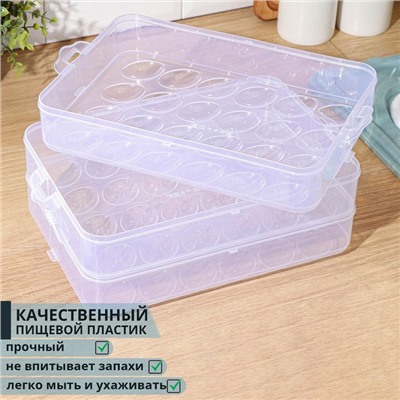 Контейнер для хранения яиц, 31.5×22×17.5 см, в 1 ярусе 24 ячейки, МИКС