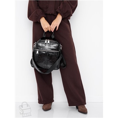 Рюкзак женский кожаный 21021 black Polina&Eiterou