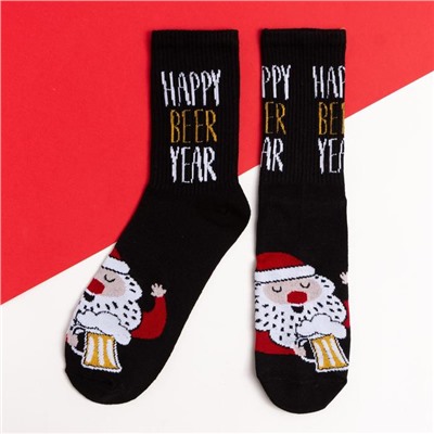 Носки новогодние мужские KAFTAN Beer, размер 41-44 (27-29 см), чёрные
