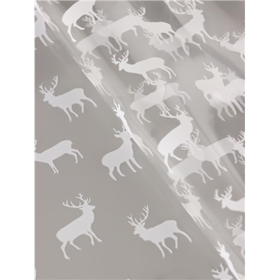 Пленка новогодняя глянцевая «Северные олени», прозрачная, белый, 0.7×7.5 м, 40 мкм, 200 г