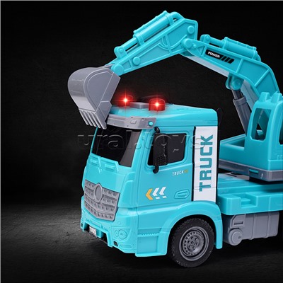 Машина "Автокран" с ковшом, на батарейках, в коробке