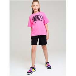 Комплект трикотажный для девочек: фуфайка (футболка), шорты