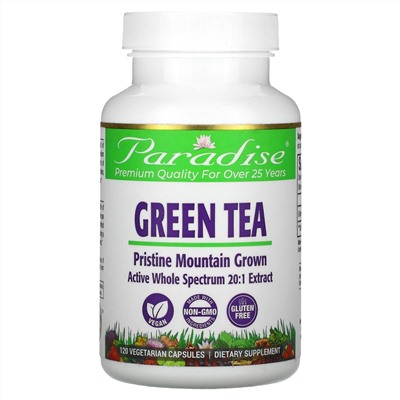 Paradise Herbs, Green Tea, 120 Vegetarian Capsules