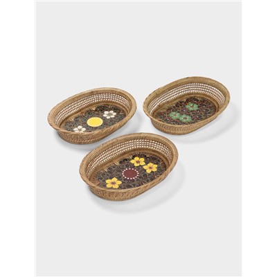 Корзинка плетёная из ротанга «Цветы 2», 34×26×7 см, МИКС