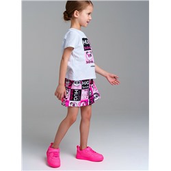 Комплект трикотажный для девочек: фуфайка (футболка), юбка-шорты
