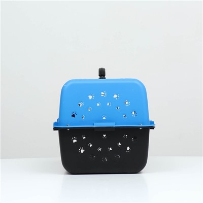 Переноска для животных с металлической дверью 47×30×35 см, вес до 12 кг, голубая