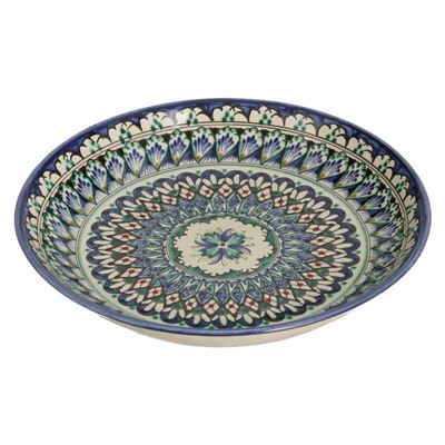 Ляган узбекский Риштанская Керамика «Узоры», d=25 см, синий