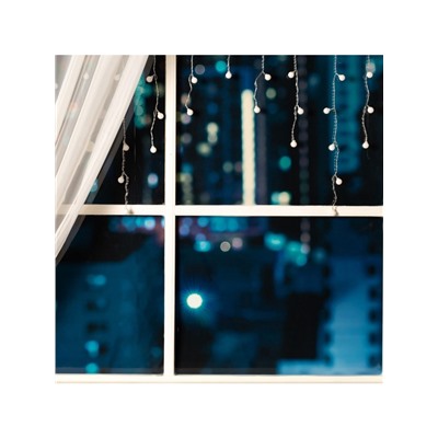 Гирлянда «Бахрома» 1.8×0.5 м с насадками «Шарики», IP20, прозрачная нить, 48 LED, свечение мульти (RG/RB), мигание, 220 В