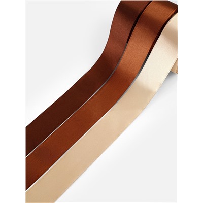 Атласная лента, набор 3 шт., 40 мм, 23±1 м, коричневая, бежевая