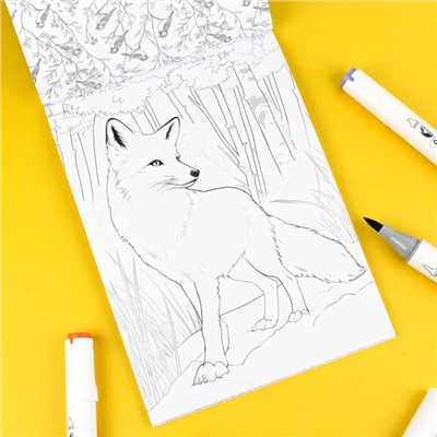 Раскраска 140х200 мм 16л "Раскраска для скетч-маркеров" "ЖИВОТНЫЕ" 72132 Феникс