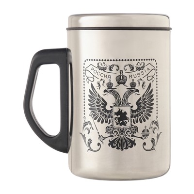 Термокружка «Герб России», 500 мл, сохраняет тепло 2 ч, сталь, 13.5×8.3 см