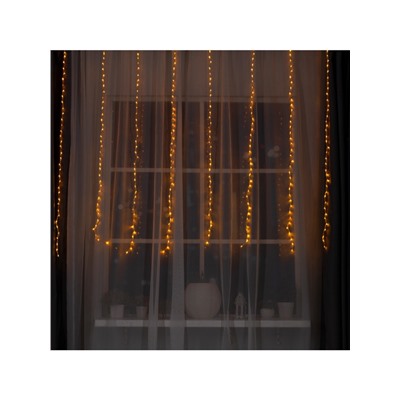 Гирлянда «Водопад» 2×1.5 м, IP20, прозрачная нить, 400 LED, свечение жёлтое, 8 режимов, 220 В