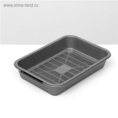 Туалет для кошек, 36×26×6.5 с, средний, с сеткой, перламутровый, серебро