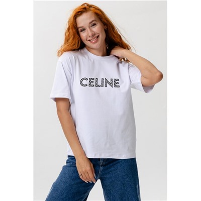 8506/1 Футболка женская оверсайз (Белый_celine)