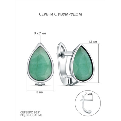 Кольцо из чернёного серебра с изумрудом и марказитами HR1816-EM1