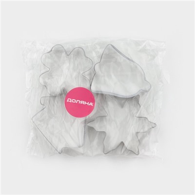 Набор форм для вырезания печенья Доляна «Снежинка. Домик. Колокольчик. Клевер», 4 шт.