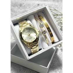 Подарочный набор для женщин часы, 2 браслета + коробка #22853310