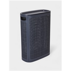 Плетёная корзина для белья с крышкой «Лён», 45 л, 43×20×60 см, графит