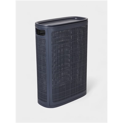 Плетёная корзина для белья с крышкой «Лён», 45 л, 43×20×60 см, графит