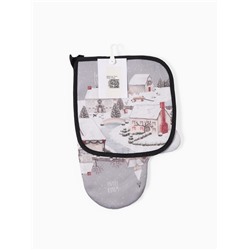 Набор кухонный «Этель» Winter village, варежка-прихватка 20×28 см, прихватка 19×19 см