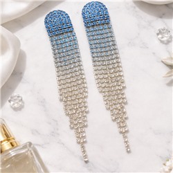 Клипсы женские без прокола "Вечерние", цвет: серебристый и голубой, арт.012.088