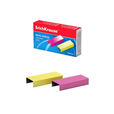 Скобы №24/6 1000шт цветные 7145 ErichKrause
