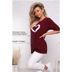 Футболка 785 удлиненная с рисунком сердце и карманами НАТАЛИ, 981292