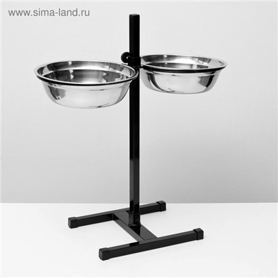 Подставка с мисками, 2×2.5 л, высота 60 см, разборная, чёрная