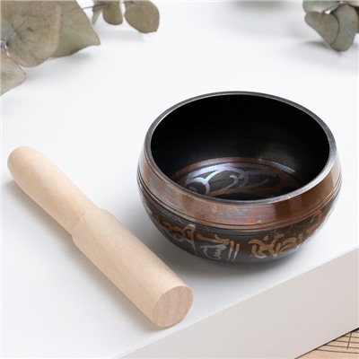 Поющая чаша Music Life «Послание», музыкальный инструмент, чёрная с узорами, 8 см