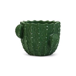 Декоративное кашпо для цветов «Кактус», 400 мл, керамическое, зелёное, Greengo