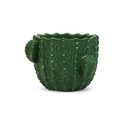 Декоративное кашпо для цветов «Кактус», 400 мл, керамическое, зелёное, Greengo