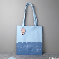 Сумка пляжная на молнии 31х36 см голубой / BB17 /уп 1/