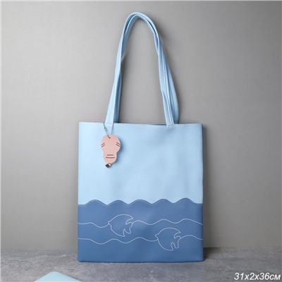 Сумка пляжная на молнии 31х36 см голубой / BB17 /уп 1/