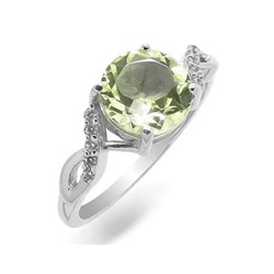 Кольцо из серебра зеленый аметист, Аурелия