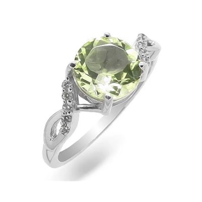 Кольцо из серебра зеленый аметист, Аурелия