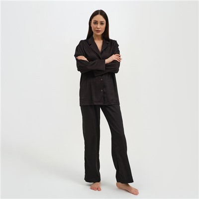 Пижама женская (рубашка, брюки) KAFTAN «Треугольники», чёрная, размер 48-50