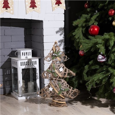 Светодиодная фигура «Ёлка» 38×55×13 см, металл, текстиль, батарейки ААх2 (не в комплекте), свечение тёплое белое