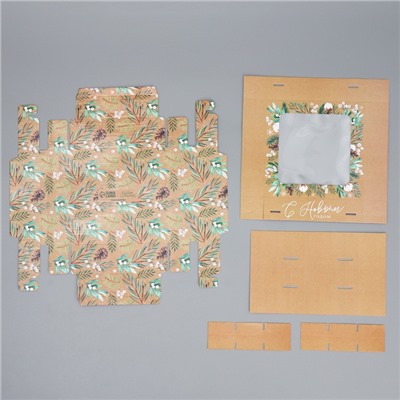 Коробка под 9 конфет «С Новым годом», эко, 14.5×14.5×3.5 см