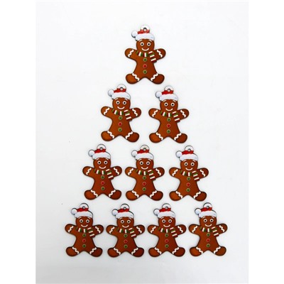 Подвеска новогодняя деревянная «Печенька», набор 10 шт.