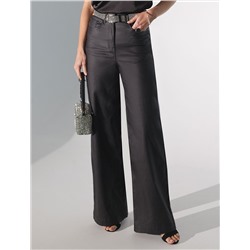 Брюки-трубы из эластичного хлопка с эффектом кожи