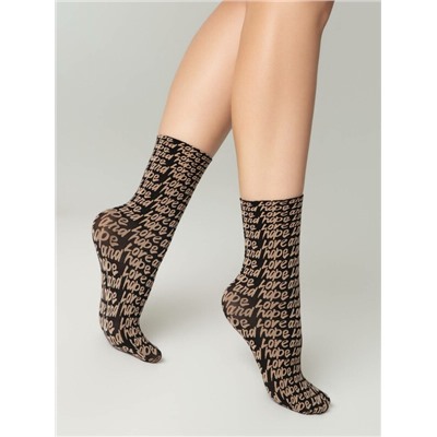 Полиамидные CONTE FANTASY Плотные носки с вывязанным рисунком «Love»