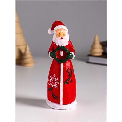 Фигурка полистоун «Дед Мороз в красном кафтане с венком или домиком», 5×4.5×14 см, МИКС