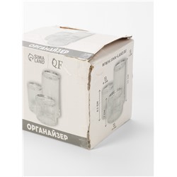 УЦЕНКА Органайзер для ватных палочек и дисков, с крышкой, 3 секции, 14×14×13 см, прозрачный